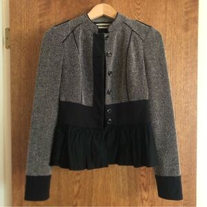Anthro, Daughters of the Liberation | Grey/Black Tweed Peplum Jacket, Size 4